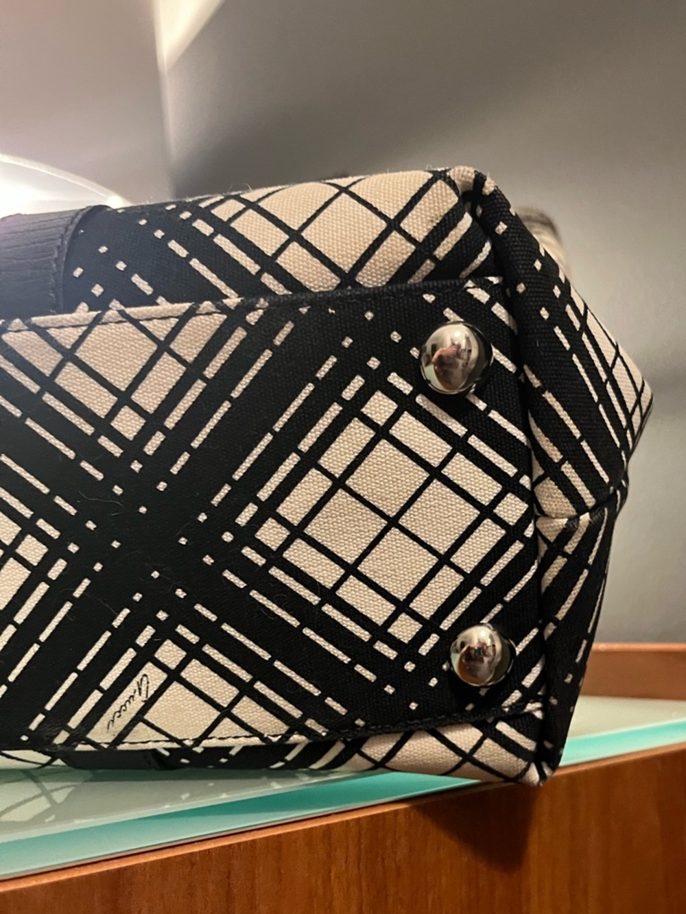 Gucci Centennial black & white canvas and leather trim tote - Picture 12 of 13